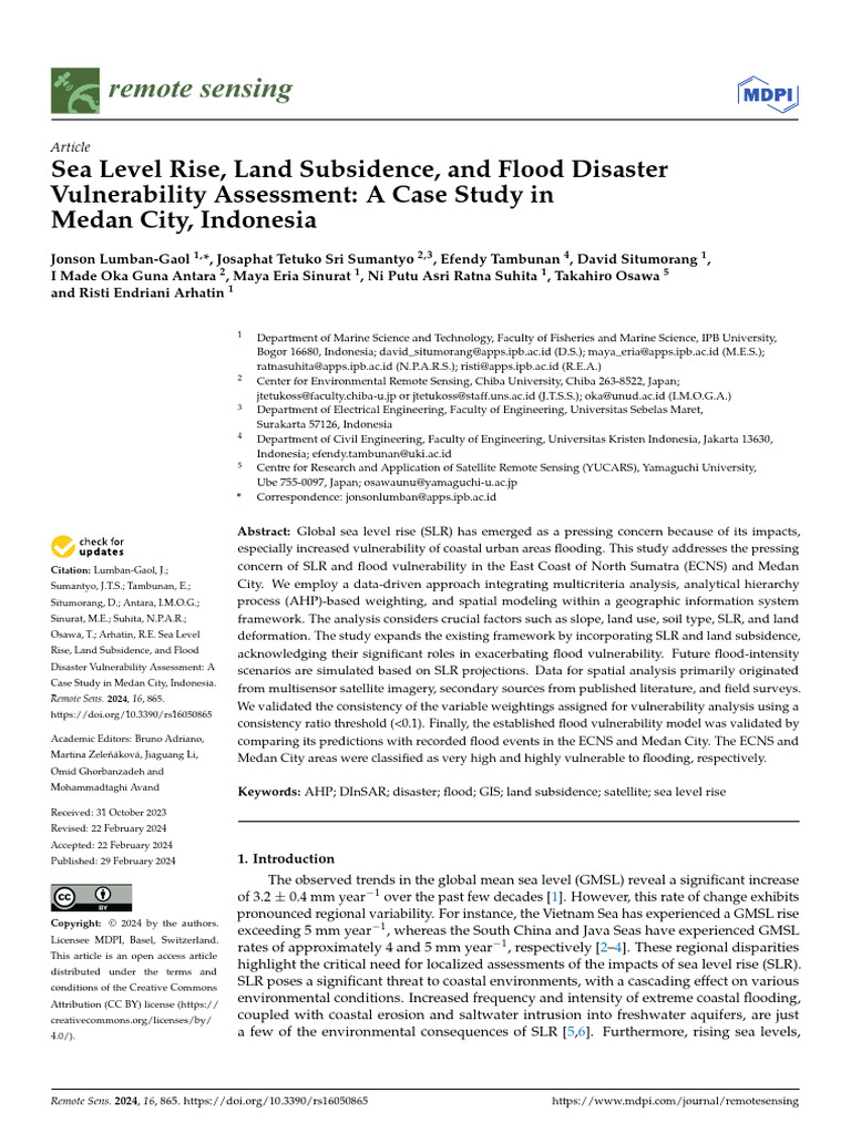 2024 - Sea Level Rise, Land Subsidence, and Flood Disaster ...