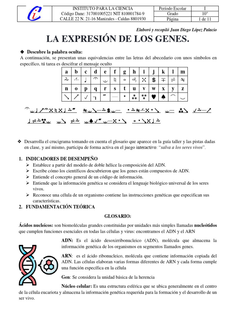 Guía Taller #1 1p Expresión de Los Genes | PDF | Codigo genetico | Adn