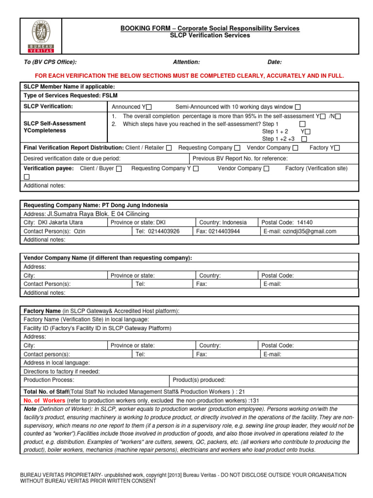 BV - SLCP - BOOKING - FORM - EN - REV02 - Mar 22 2021 | PDF | Fee ...