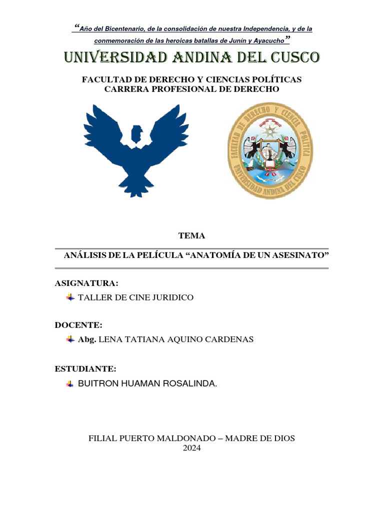 Análisis de La Película Anatomía de Un Asesinato | PDF | Violación ...