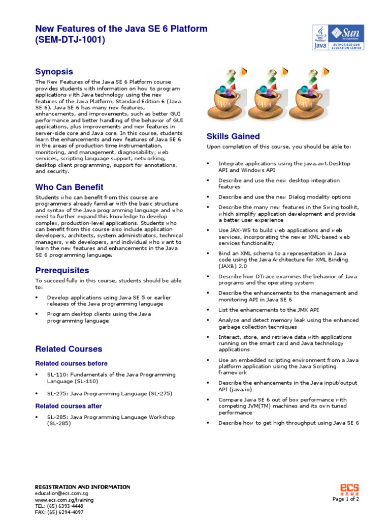 Java SE 6 Platform New Features Overview | PDF | Java (Programming ...
