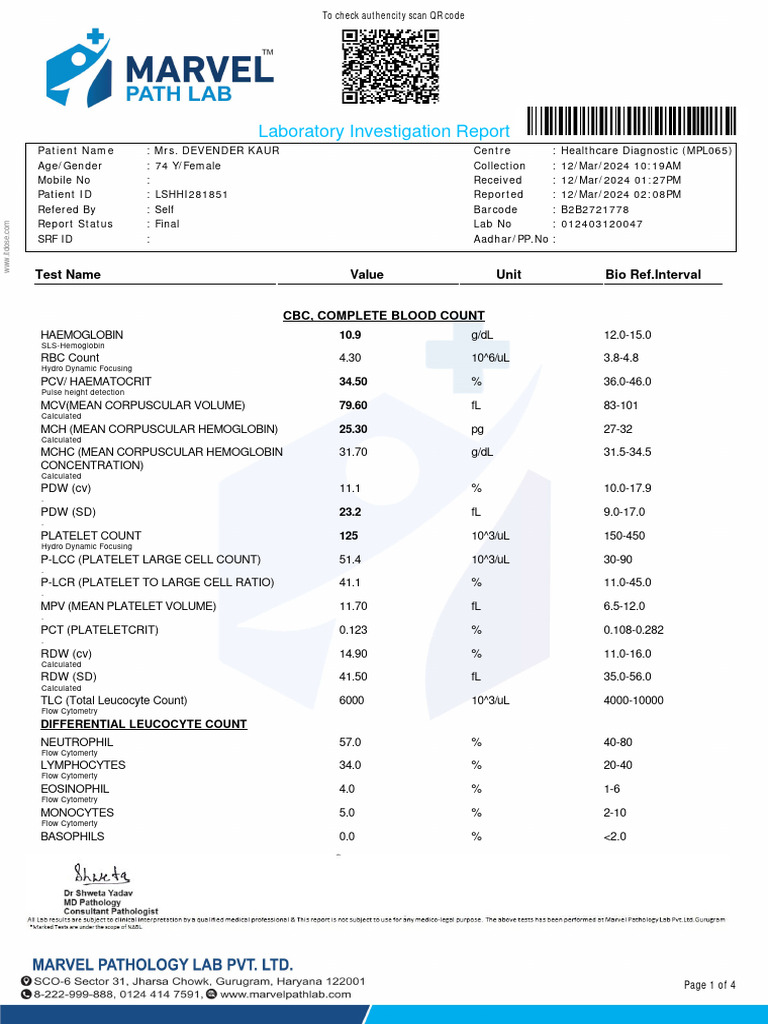 Comprehensive Blood Test Report | PDF | Medical Specialties | Diseases ...