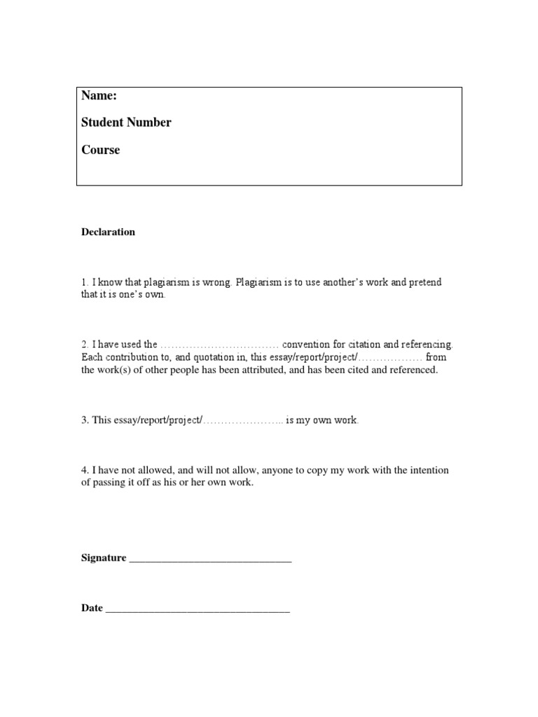 Plagiarism Declaration | PDF