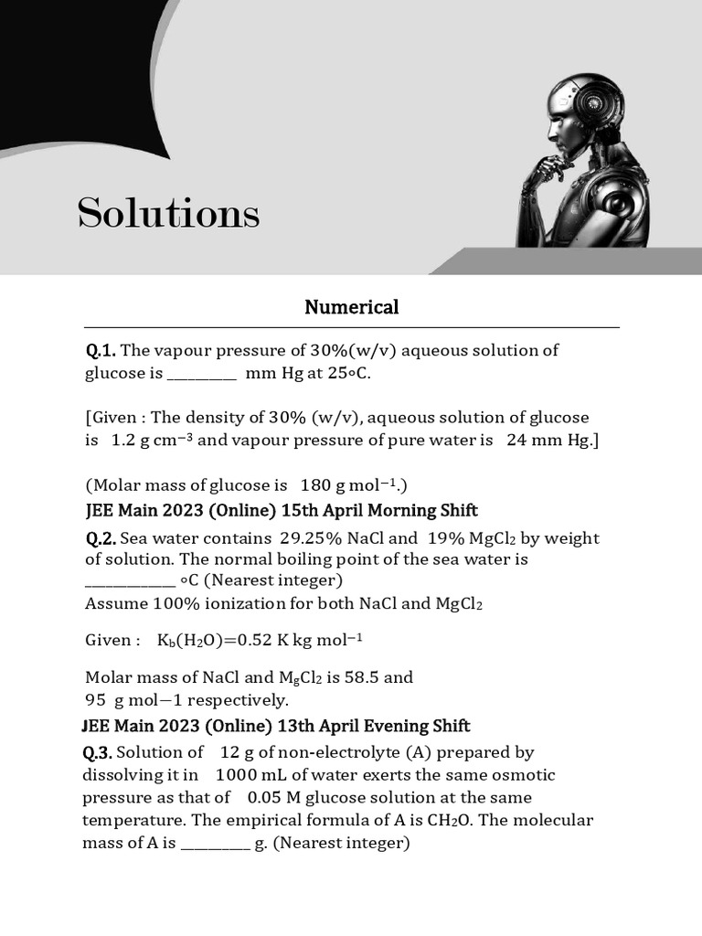 CHEM 8 SOLUTIONS | PDF | Mass Concentration (Chemistry) | Chemistry