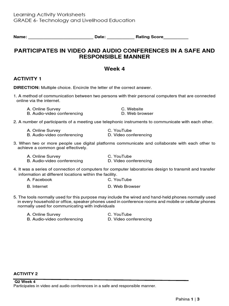 Participates in Video and Audio Conferences in A Safe and Responsible