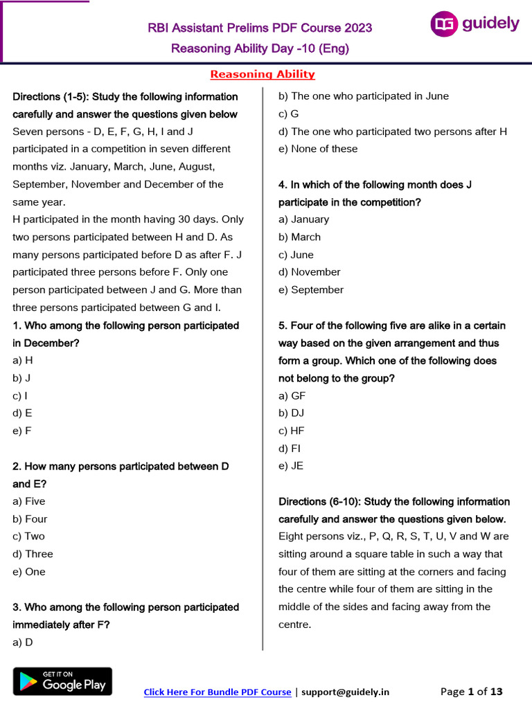 RBI Assistant Prelims Prep Guide | PDF