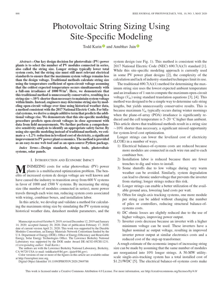 Photovoltaic String Sizing Optimization | PDF | Photovoltaics ...