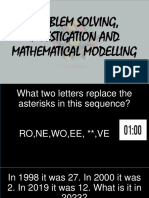 Problem Solving Investigation and Mathematical Modelling