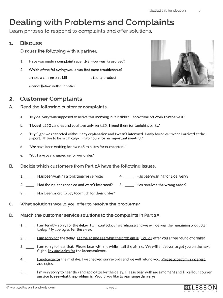 Dealing With Problems and Complaints MCO 2 | PDF