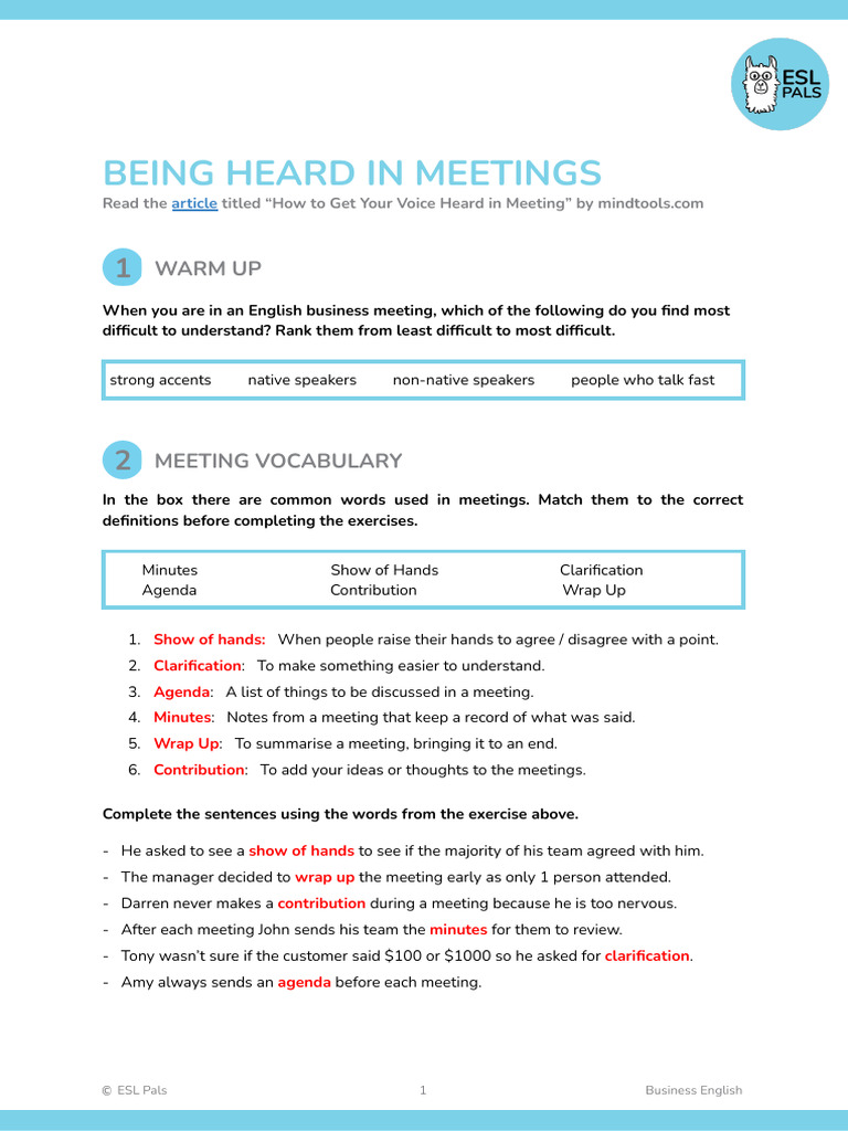 Effective Strategies for Meeting Participation | PDF | Perfect (Grammar ...