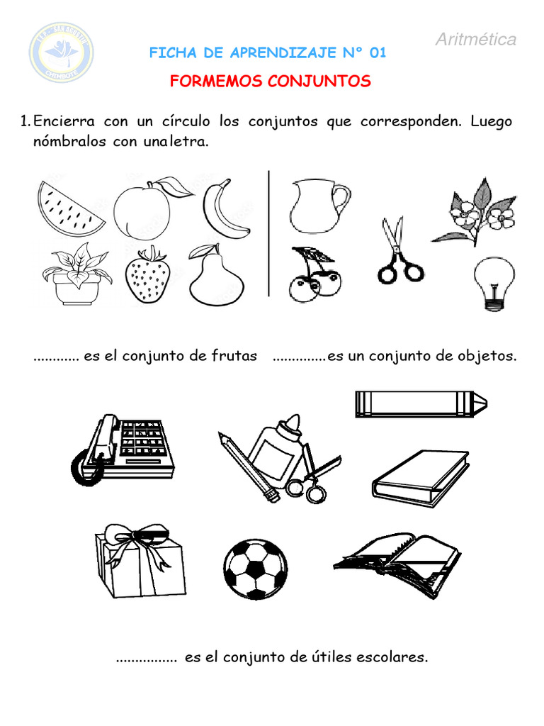 Ejercicios de Conjuntos para Primaria | PDF | Artes del Lenguaje y ...