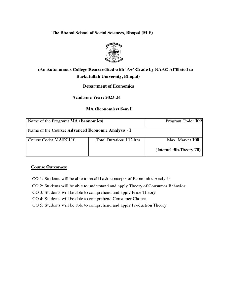 Advanced Economic Analysis I Pdf Utility Demand