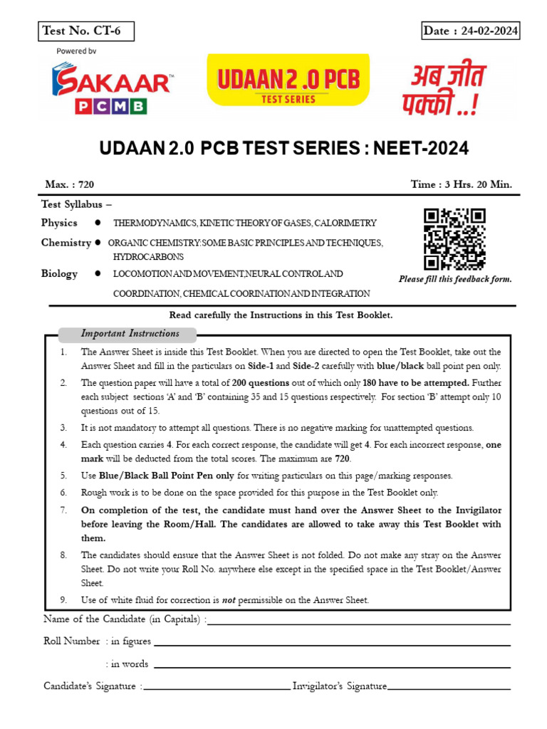 24-02-2024 Udaan - 2.0 Test-Ct-6 (PCB) 2.0 Udaan Test Series 24-02-2024 ...