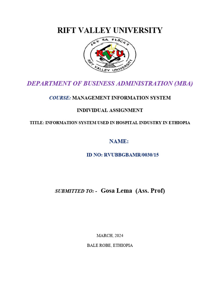 Rift Valley University: Department of Business Administration (Mba ...