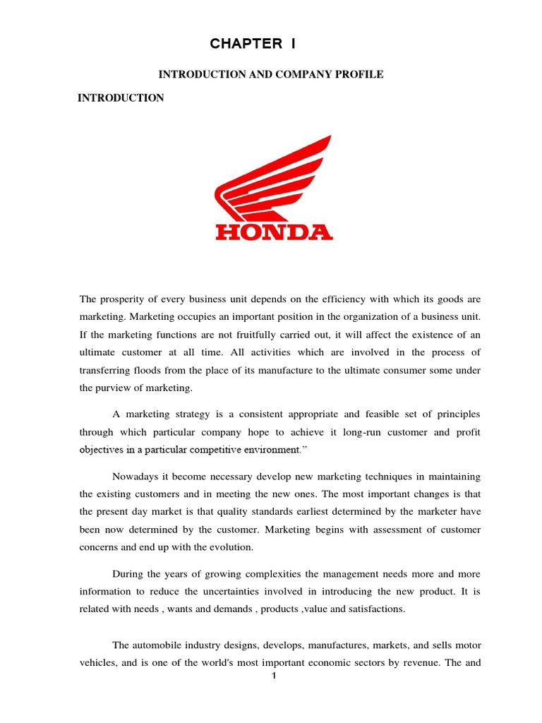 Project On Honda | Download Free PDF | Car | Automotive Industry