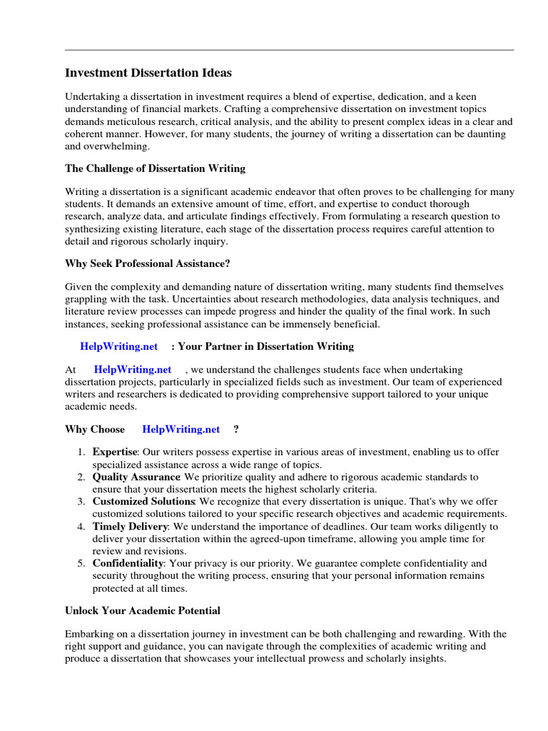 Property Investment Dissertation
