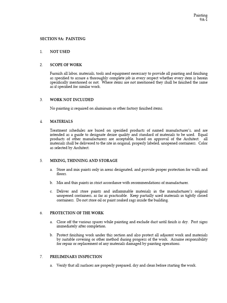 Standard Painting Scope of Work Download Free PDF Paint Paintings