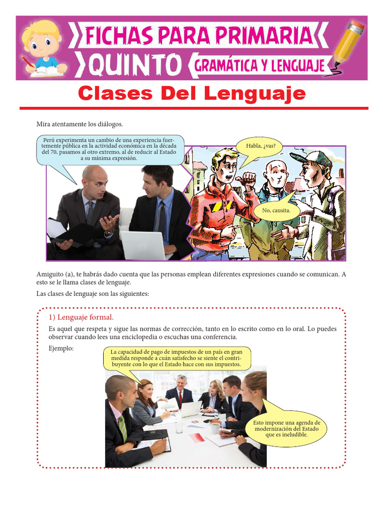 Clases Del Lenguaje para Quinto Grado de Primaria | PDF