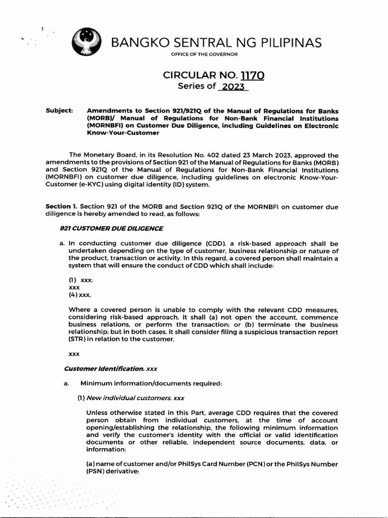 BSP e-KYC Guidelines and CDD Amendments | PDF | Authentication ...