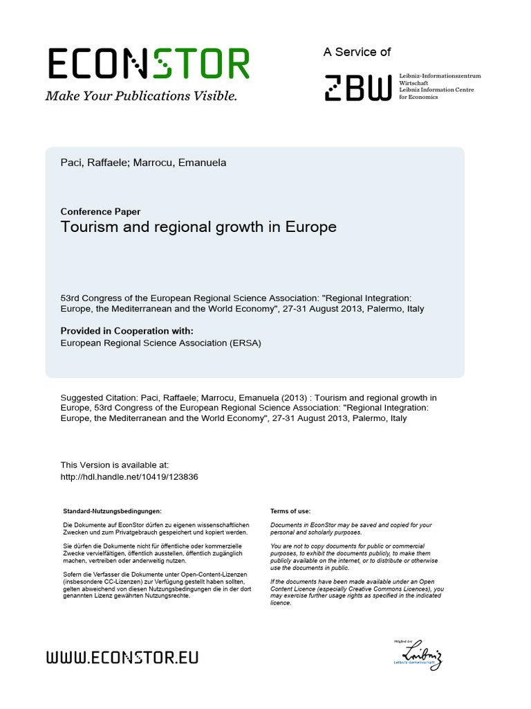 Tourism's Impact on Regional Growth in Europe | PDF | Economic Growth ...