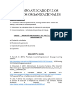 Temario El Campo Aplicado de Los Procesos Organizacionales Psicologia Suayed 2024.2