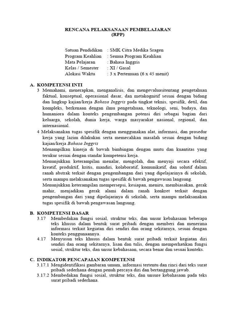 RPP Personal Letter | PDF