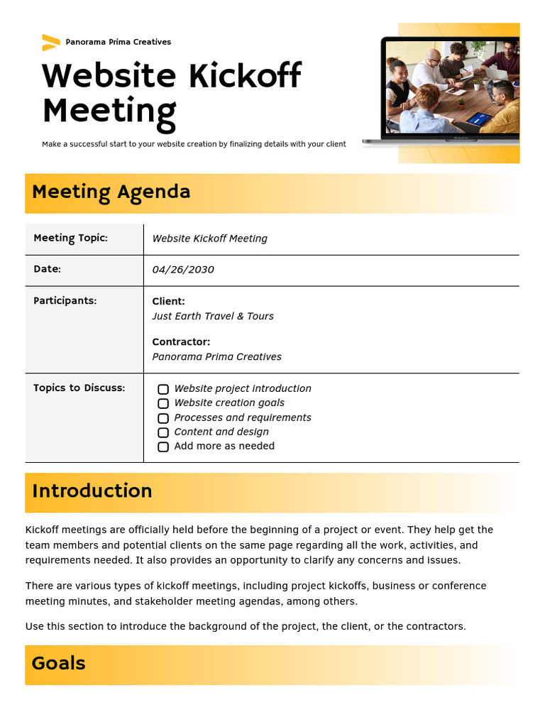 Website Kickoff Meeting Agenda Guide | PDF | Websites | Human Communication