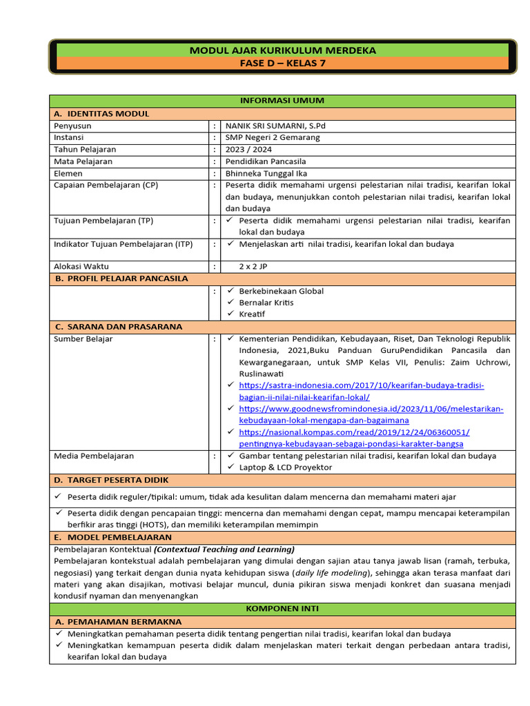 Modul Ajar Kelas 7 Observasi Pdf