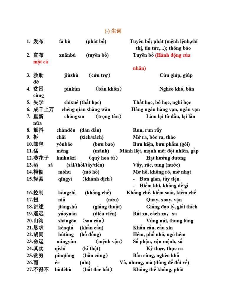 Bài 1 (生词) | PDF