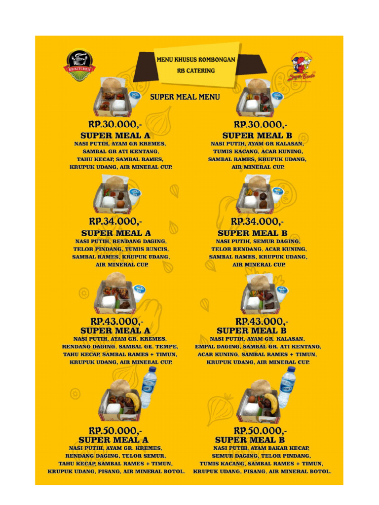 Menu Rb Catering Pdf