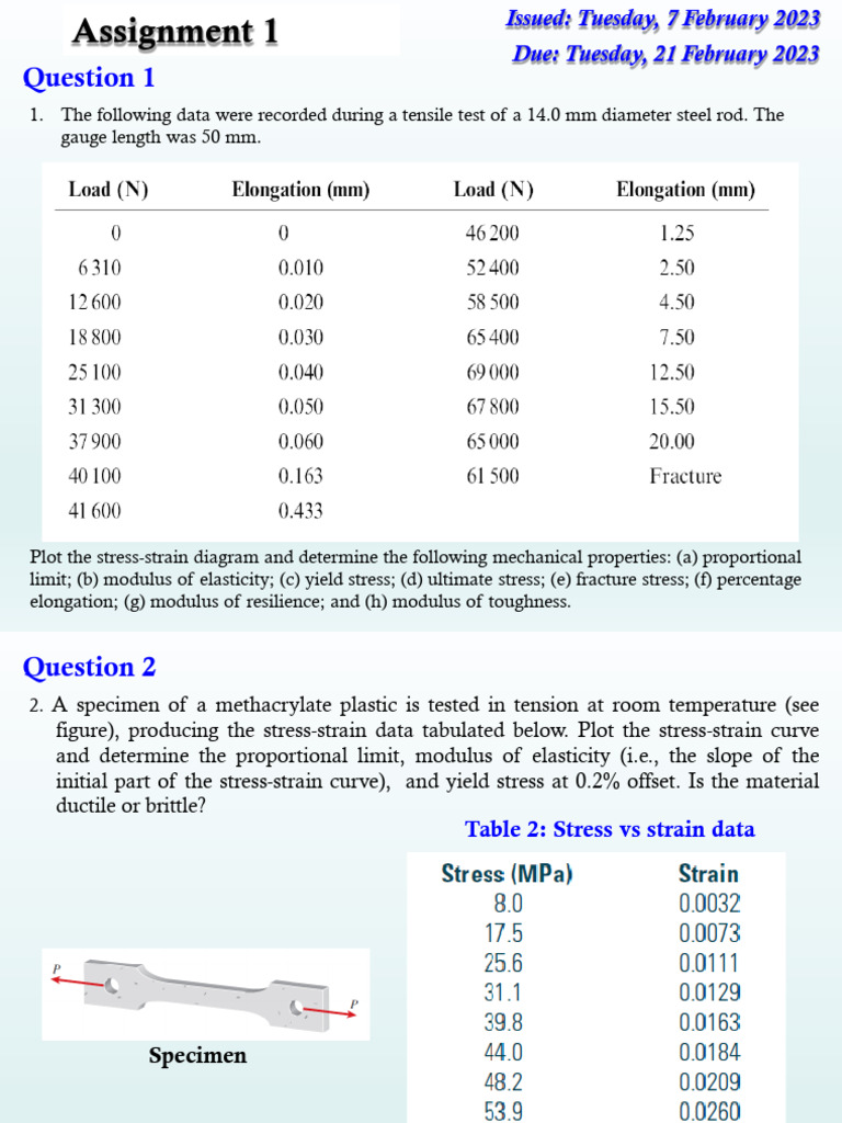 CCB 241 - Assignment 1 - Due On 21 Feb. 2023 | PDF | Materials Science ...