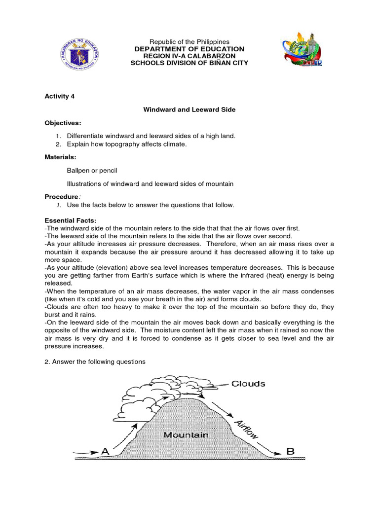 Activity 4 Windward and Leeward | PDF | Atmosphere Of Earth | Rain