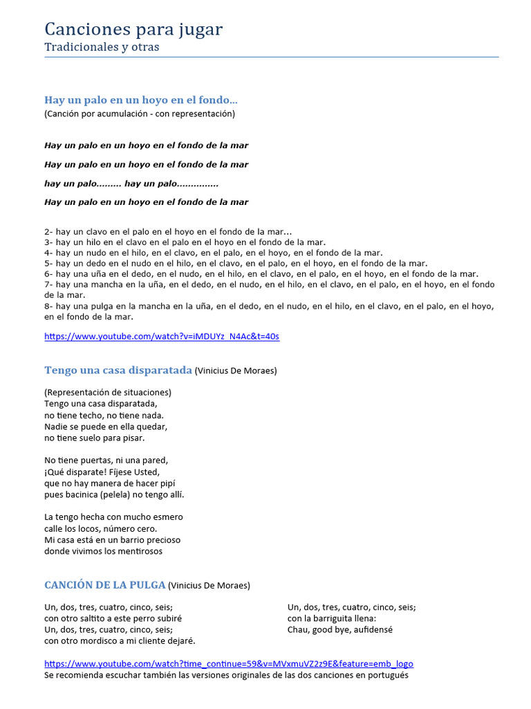 Canciones Infantiles para Jugar | PDF | Rojo | Verde