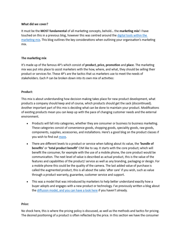 Understanding the Marketing Mix Essentials | PDF | Pricing | Marketing