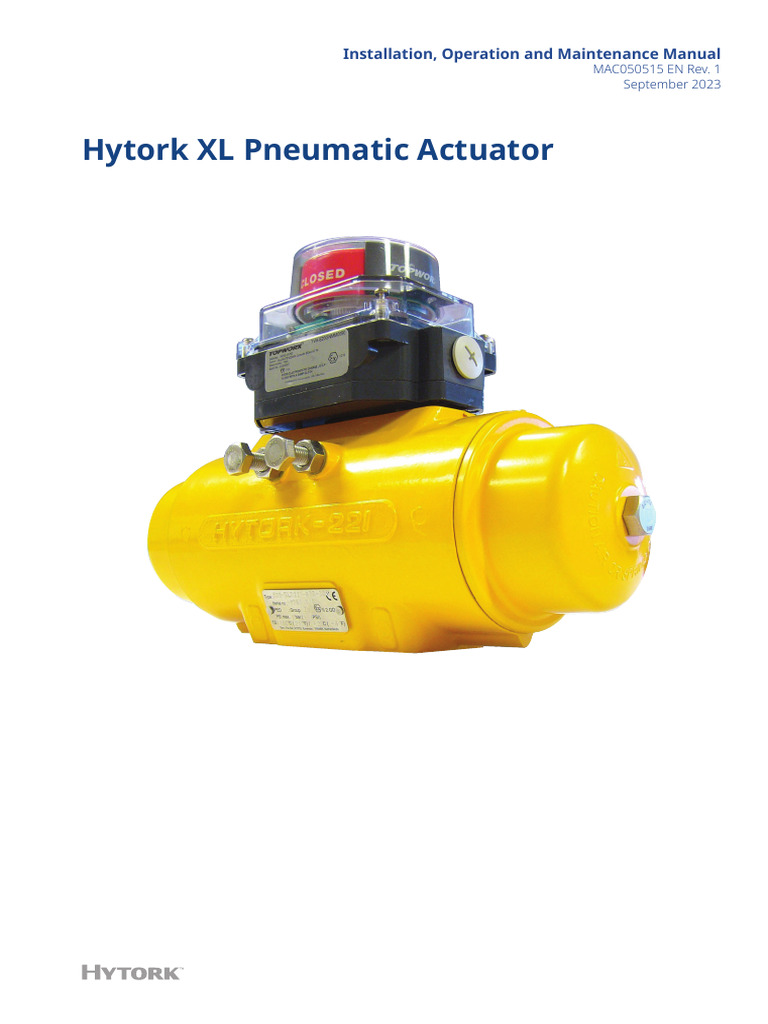 Manual Hytork XL Series Iom Manual en 9512488 | PDF | Valve | Actuator