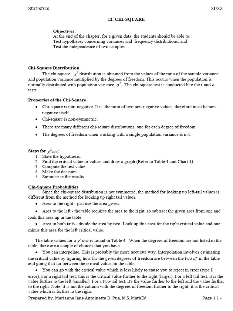 12jane Chi Square Finala4 Pdf Chi Squared Distribution Degrees Of