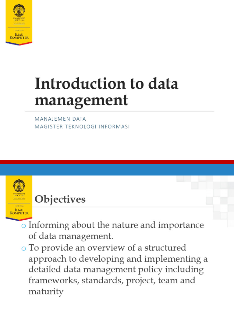 Modul 1 - Introduction To Data Management | PDF | Metadata | Data