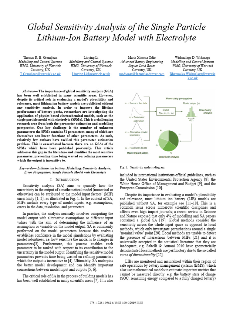 Global Sensitivity Analysis of SPMe Battery Model | PDF | Electricity