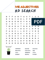 Positive Adjective Word Search Activity Worksheet