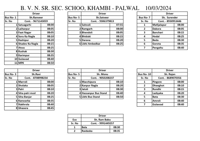 Bus Time Table in PDFHDHHSHSHHSH | PDF