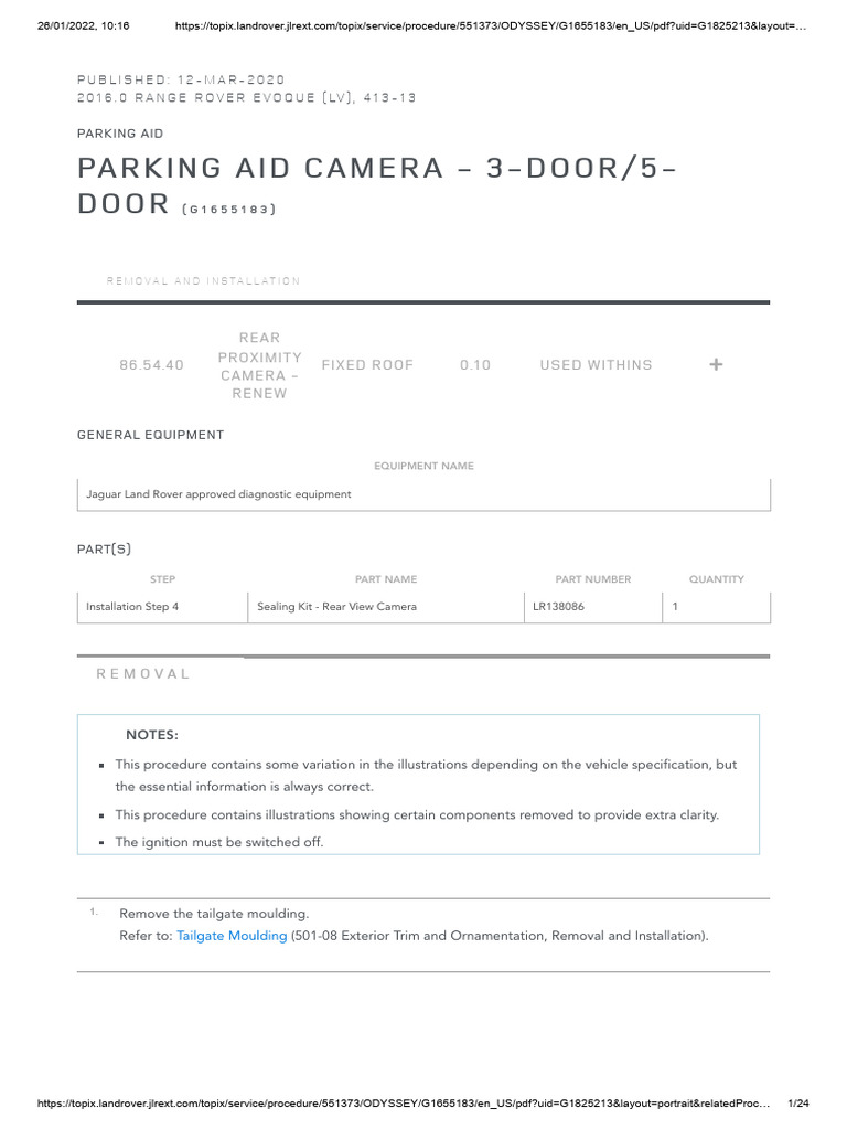 LAND - ROVER - REAR - CAMERA - Sealing Kit | PDF | Trunk (Car) | Land ...