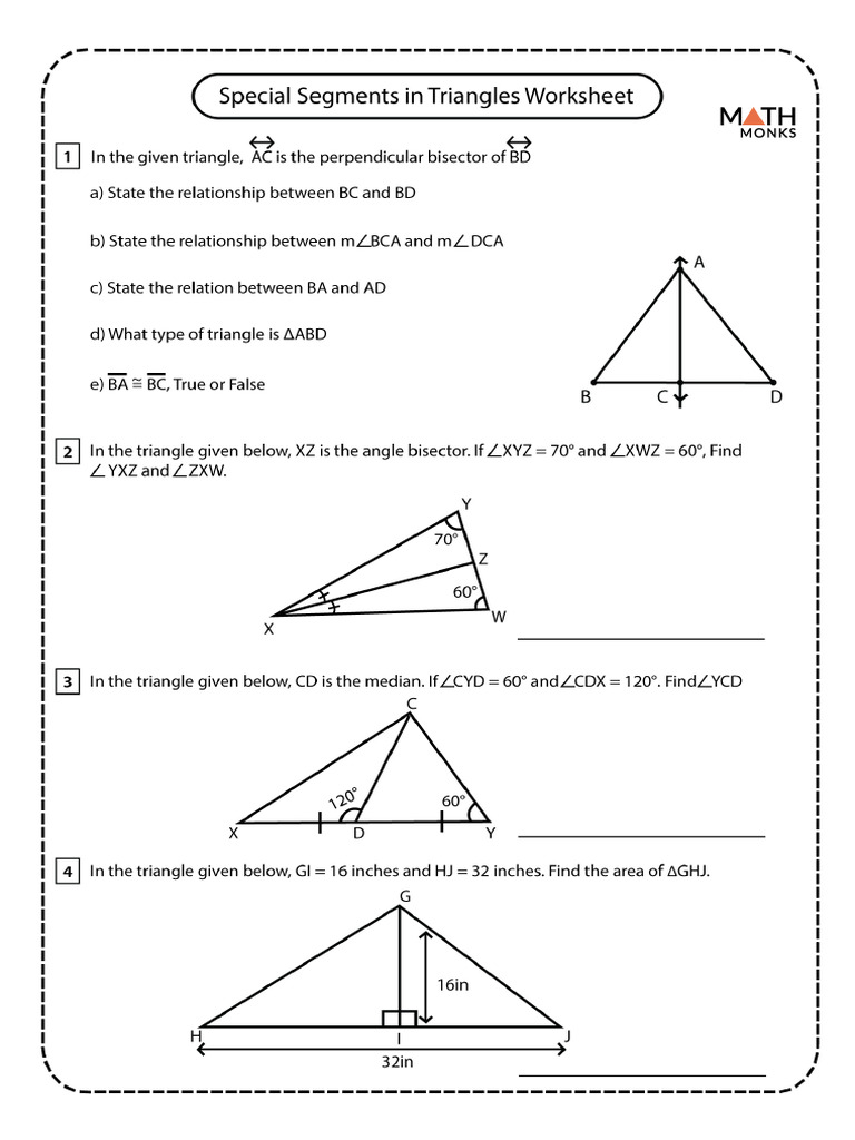 SpecialSegmentsinTrianglesWorksheet PDF