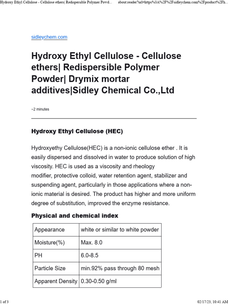 Hydroxy Ethyl Cellulose Overview | PDF | Cellulose | Rheology