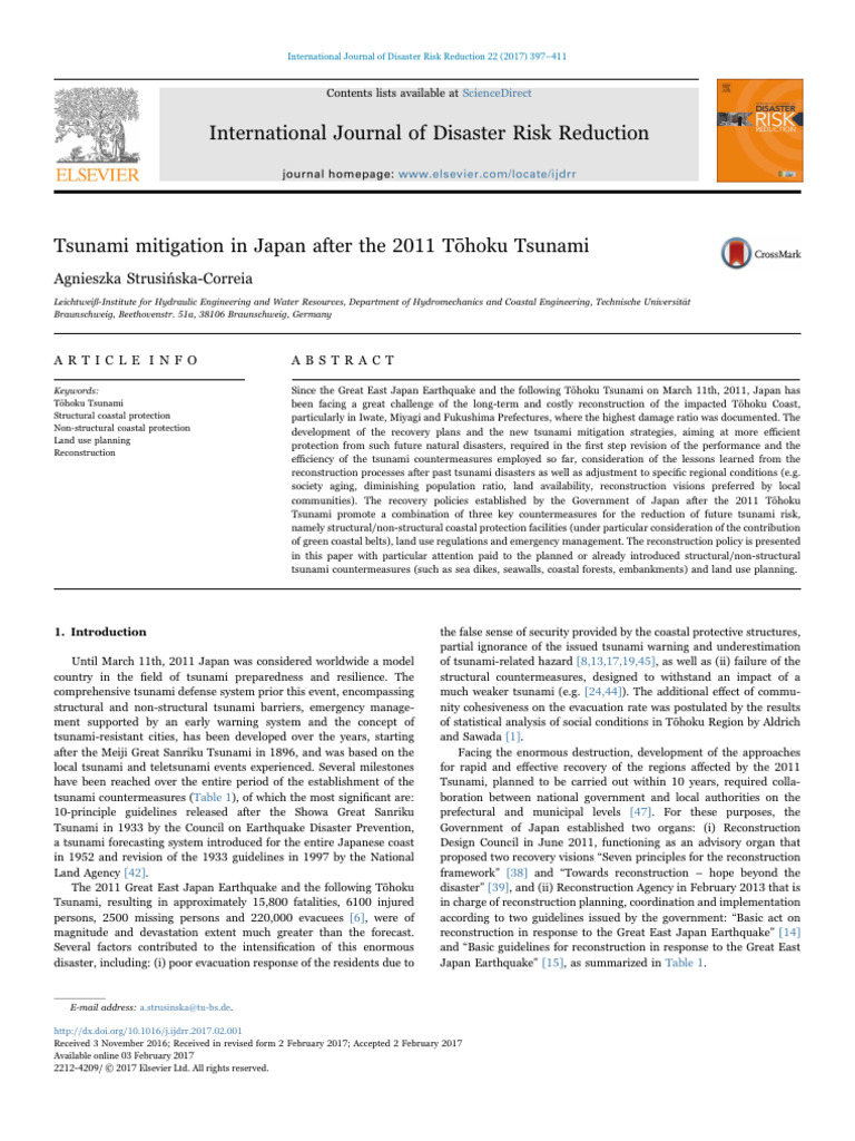 International Journal of Disaster Risk Reduction: Agnieszka Strusi Ńska ...