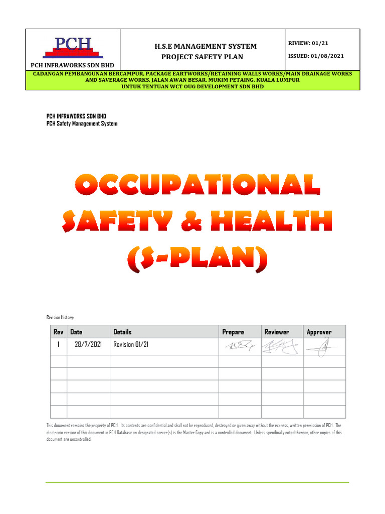 PCH Infraworks Project Safety Plan | PDF | Risk | Workplace