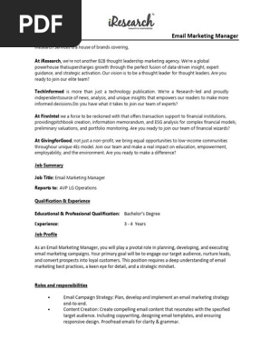 JD- Email Marketing Manager