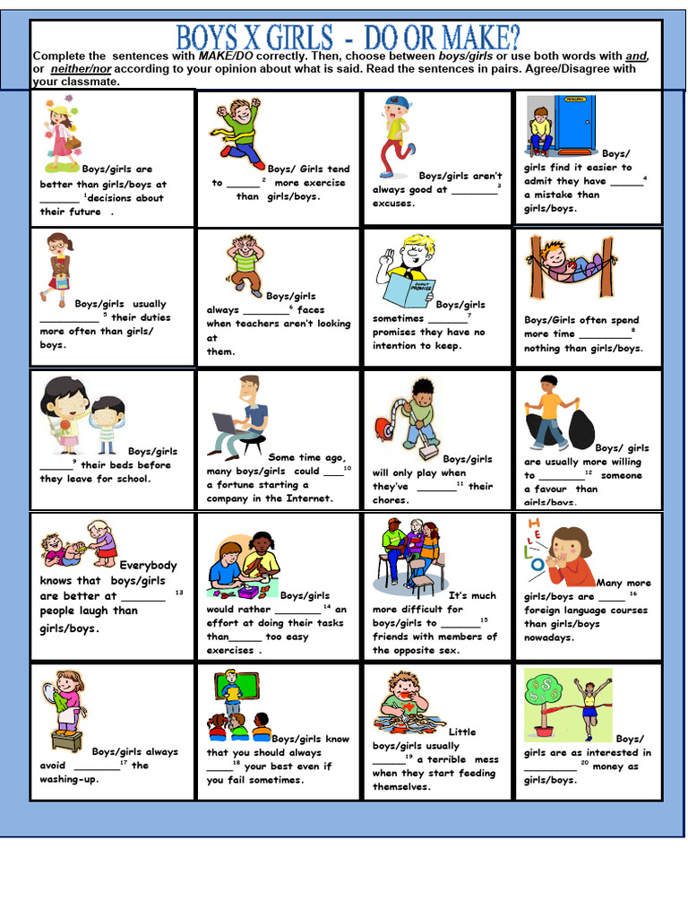 Complete Sentences with Make/Do | PDF | Wellness