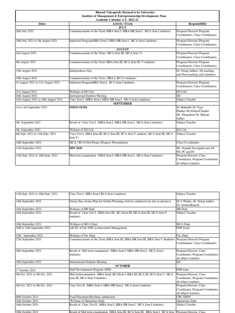 Academic Calendar 2021-22 Schedule | PDF | Career And Technical ...