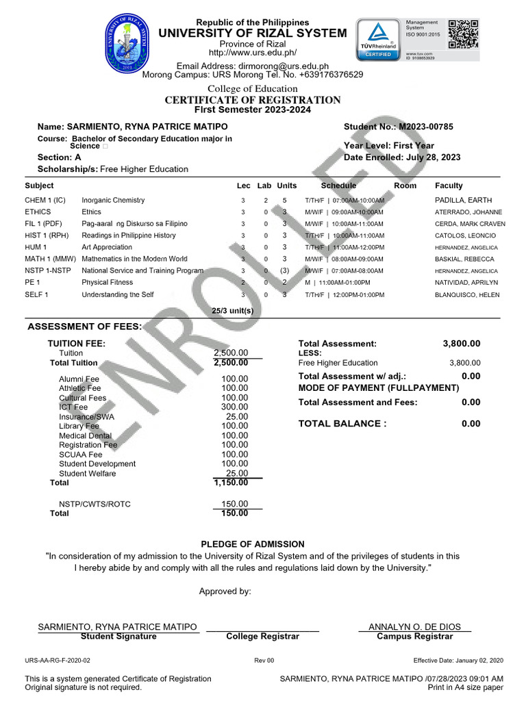 Certificate of Registration (A4) | PDF