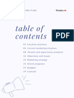Marketing Plan Table of Contents Template